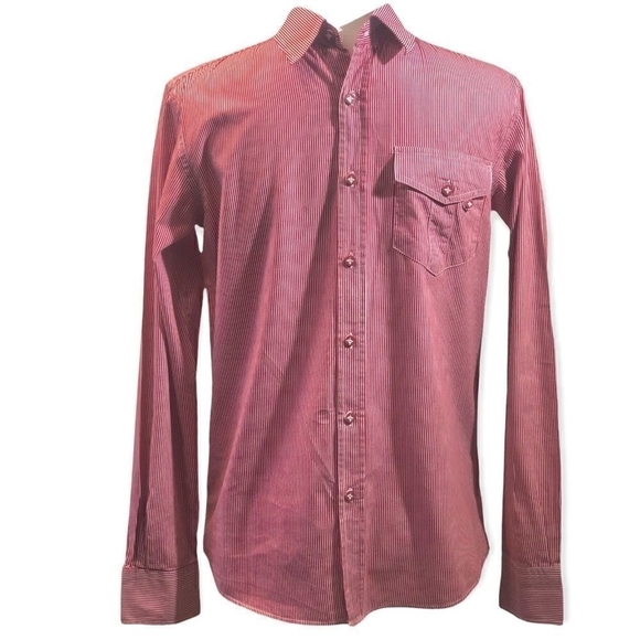 Collection by Sela 100% Cotton Men’s Shirt Long Sleeve Button Down Striped Shirt - Picture 3 of 5